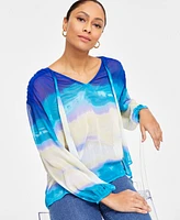 I.n.c. International Concepts Women's Printed Tie-Neck Top, Exclusively at Macy's