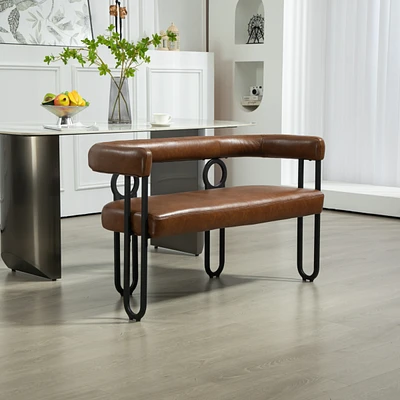 Modern Loveseat 2 Seater Sofa Chenille Fabric Couch with Arms and Metal Legs for Living Room, Home Office