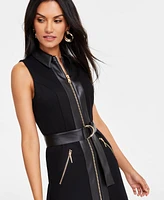 I.n.c. International Concepts Women's Belted Mixed-Media Dress, Exclusively at Macy's