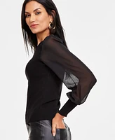 I.n.c. International Concepts Women's Sheer-Sleeve Sweater, Exclusively at Macy's