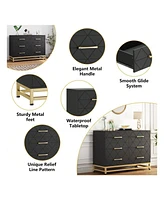 gaomon Dresser For Bedroom With 6 Drawer Double Dressers, Modern Wooden Dresser Chest, Beside Table For Closet, Nursery