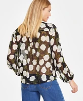 I.n.c. International Concepts Women's Printed Tie-Neck Top, Exclusively at Macy's