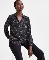 I.n.c. International Concepts Women's Starry Sky Printed Shirt, Exclusively at Macy's