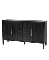 Slickblue Wooden Storage Sideboard Cabinet - 4-Door, 4-Shelf Design with Metal Handles for Hallway, Entryway, or Living Room