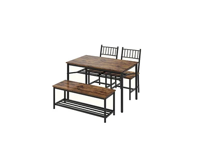 gaomon Dining Table and Chairs Set of 4,Kitchen Table with Storge Bench 47.2" Rectangular Kitchen Table Set with Wine Rack Small Dining Table Set for