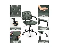 gaomon Home Office Desk Chair, Ergonomic Chair with Mid Back Lumbar Support, Height Adjustable Pu Leather Computer Task with 360° Swivel Rolling