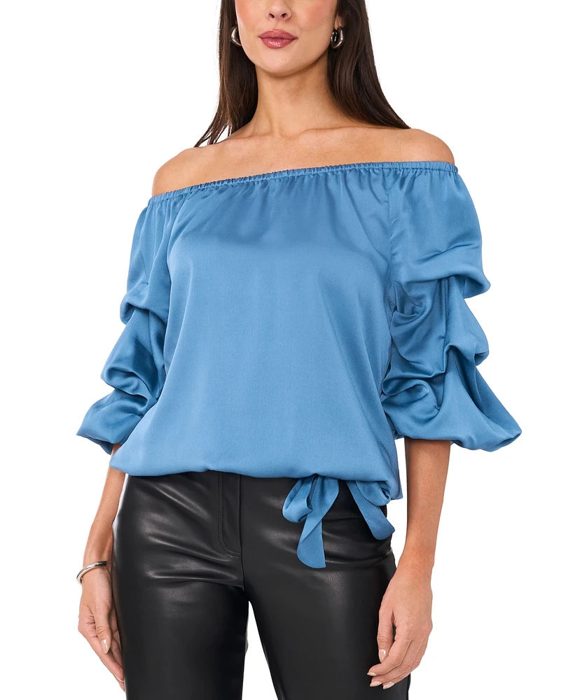 Vince Camuto Women's Satin Off-The-Shoulder Bubble-Sleeve Top