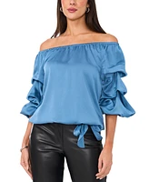 Vince Camuto Women's Satin Off-The-Shoulder Bubble-Sleeve Top