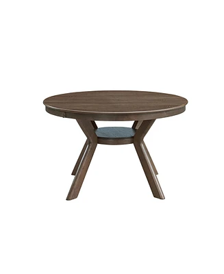 Streamdale Furniture 47.24''Round Rubber Wood Dining Table for 4-6 with Wooden Trestle Pedestal Base,Modern Kitchen Wooden Table Dinner Table for Dini