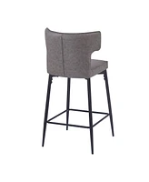 Streamdale Furniture 28inch Counter Height Bar Stools Set of 2, Modern Bar Upholstered Chairs with Pu Leather, Metal Footrest and Frame for Kitchen Is