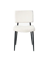 Modern Beige simple dining chair Fabric Upholstered Chairs home bedroom stool back dressing chair black metal legs(set of 4)