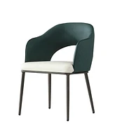 Dining Chairs Set of 2, Modern Faux Leather Dining Metal Legs for Living Kitchen Dining Room Green(set of 2)
