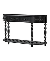 52''Modern and Contemporary Curved Console Table Sofa Table Entryway Table for Hallway Living Room with 4 Drawers and 1 Shelf