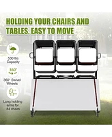 gaomon Folding Table and Chair Cart, Folding Chair Strorage Rack with Cover, Height Adjust, Pvc Lock Wheels, 800 Lbs Capacity for 84 Chair, Heavy Duty