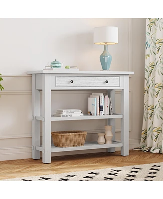 Streamdale Furniture Retro Console Table with Drawer and Two Sturdy Shelves for Entryway