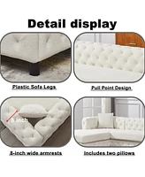 Streamdale Furniture 126-inch Modern Style Chenille Three Piece Sofa, Pull Point Design U-shaped Sofa two Chaise Longue Seats, two Pillows and Plastic