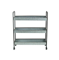 Streamdale Furniture 35x12.5x40" Homestead Galvanized Shelf Display 3-tier