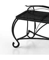 Butterfly Cast Metal Garden Bench, Outdoor Bench Patio Seat, Park Bench Outdoor Seating for Garden, Yard, Park, Entryway