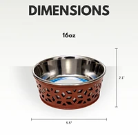 Country Living Set of 2 Stainless Steel Dog Bowls - Farmhouse Style, Durable & Non-Slip, Easy Clean Pet Feeder