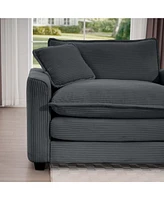 Streamdale Furniture Luxurious and Sophisticated Deep Seated Sofa Set with Two Single Chairs in Grey Corduroy Fabric, Suitable for Bedroom and Office