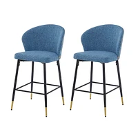 Set of 2 Jacquard Upholstered Counter Bar Stools,28'' Seat Height for Kitchen & Dining-The Pop Home