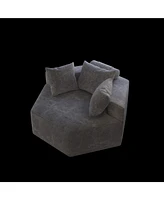 54''L Chenille Sponge single sofa,No Assembly Required,Fluffy Modern Sleeper Chair for Living room, Bedroom, Lounge and Projection Room