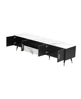 71'' Modern Tv Stand with 2 Cabinets& Open Compartments, Entertainment Center for TVs up to 80'', Television Console for Living Room, Bedroom, Home Th