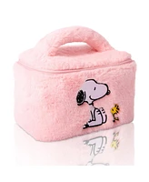 Peanuts Snoopy Fluffy Cosmetic Bag for Travel - Soft Plush Toiletry Makeup Cosmetic Jewelry Pouch