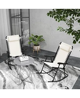 Outsunny Folding Outdoor Rocking Chair Set of 2 w/ Headrests,