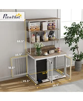 PawHut 39" Dog Crate Furniture for Large Dogs w/ Storage Shelf,