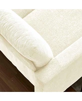 Modern Design Chenille 3 Seat L-Shape Sectional Sofa with Storage Chaise for Apartment, Studio, Office,Living Room,L shape-Off white