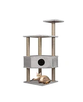 Slickblue 50.4" Modern Cat Tree Scratching Post Stylish Multi-Level Cat Furniture for Claw Care and Play