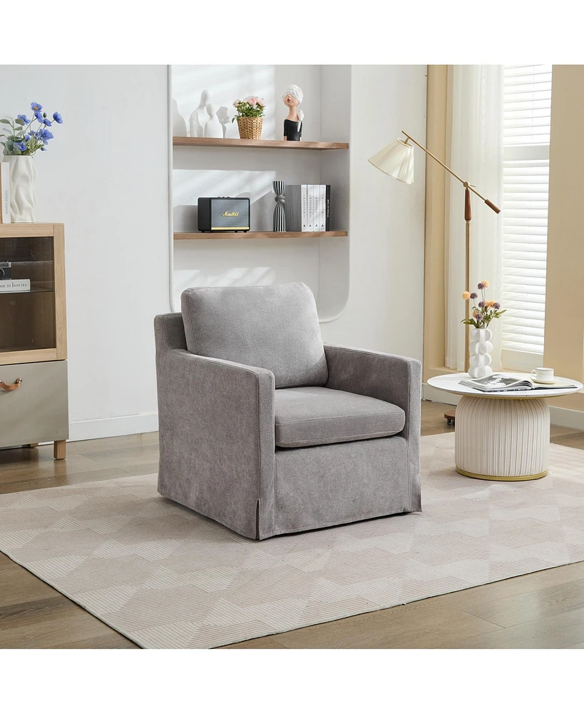 Streamdale Furniture 29.92'' Swivel Accent Chair, Upholstered Skirted Swivel Chair with Removable Back Cushion