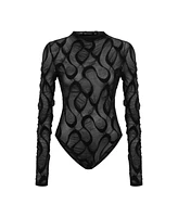 Nocturne Women's Long Sleeve Lacy Bodysuit