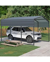 Outdoor Carport, 10 X 15 Ft Carport, Heavy Duty Carport Canopy with Galvanized Steel Roof and Frame, Metal Carport Large Garage for Driveway Car, Truc