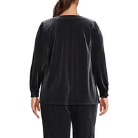 Lands' End Plus Long Sleeve Velvet Blouse