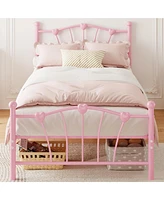 gaomon Twin Bed Frame, Twin Bed Frame with Heart Shaped Headboard and Tailboard