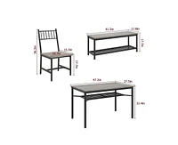 gaomon Dining Table and Chairs Set of 4 Kitchen Table with Storge Bench 47.2" Rectangular Kitchen Table Set with Wine Rack Small Dining Table Set for