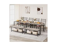 gaomon Dining Table and Chairs Set of 4 Kitchen Table with Storge Bench 47.2" Rectangular Kitchen Table Set with Wine Rack Small Dining Table Set for