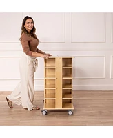 ECR4Kids 20-Compartment Mobile Storage Tower, 5x4, Natural