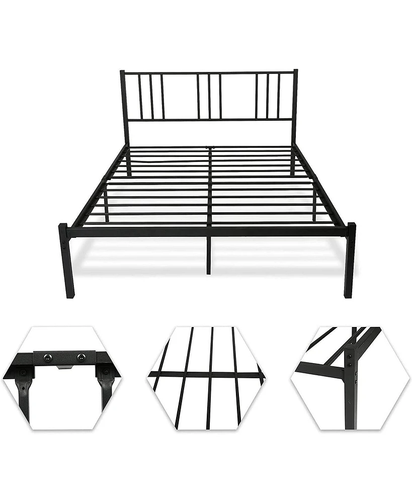 Slickblue Queen-Size Platform Bed with Headboard Elegant and Durable Design for Ultimate Comfort