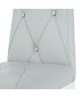Modern simple light luxury dining chair Light grey chair Family bedroom stool back Pu electroplated chair legs, suitable for kitchen living room dinin