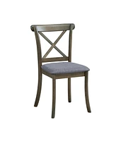 Wooden X Back Dining Chairs Set of 2, Modern Fabric Upholstered Kitchen Side 2PC Chairs, Cross Back Rubber Wood Farmhouse Dining Room Chair,Oak