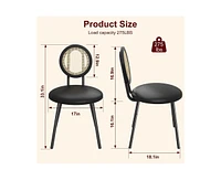 gaomon Dining Chairs Set of 2, Rattan Kitchen Chairs with Thicken Upholstered, Modern Dining Room Chairs Set of 2 (2, Black