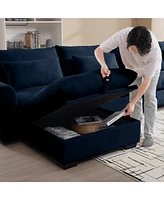 Streamdale Furniture Bule Corduroy Sofa Couch, Modular Couch with Storage Ottoman, Couch Deep Seat Couches for Modern Living Room/Apartment/Office
