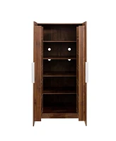 Streamdale Furniture 62.99in Kitchen Pantry Cabinet, Walnut Freestanding Buffet Cupboards Sideboard with Doors & Shelves, Kitchen Pantry Storage Cabin