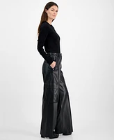 Hugo Women's Mid-Rise Faux-Leather Cargo Pants