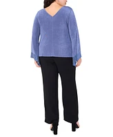 Msk Plus Jersey-Knit Contrast-Cuff Long-Sleeve Top