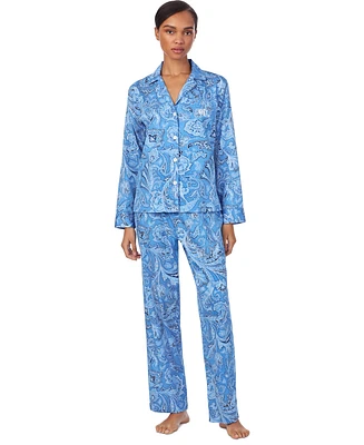 Lauren Ralph Petite Printed Notched-Collar Pajama Set