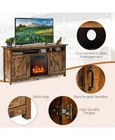 Gymax 60'' Industrial Fireplace Tv Stand W/ 18'' 1400W Electric Fireplace